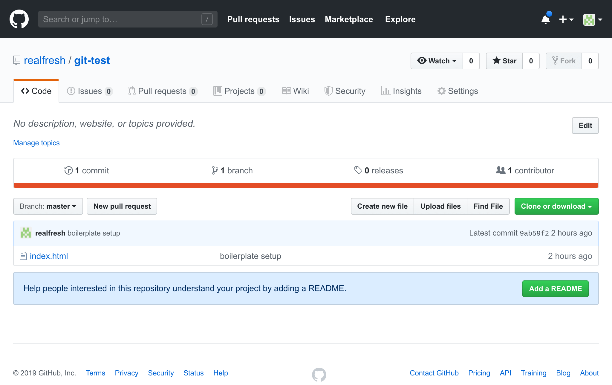 GitHub repo after first push