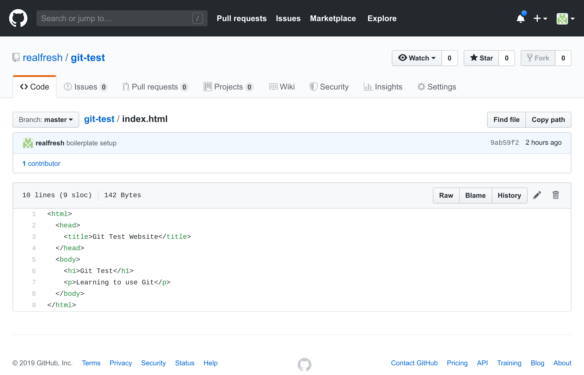 GitHub repo index.html code