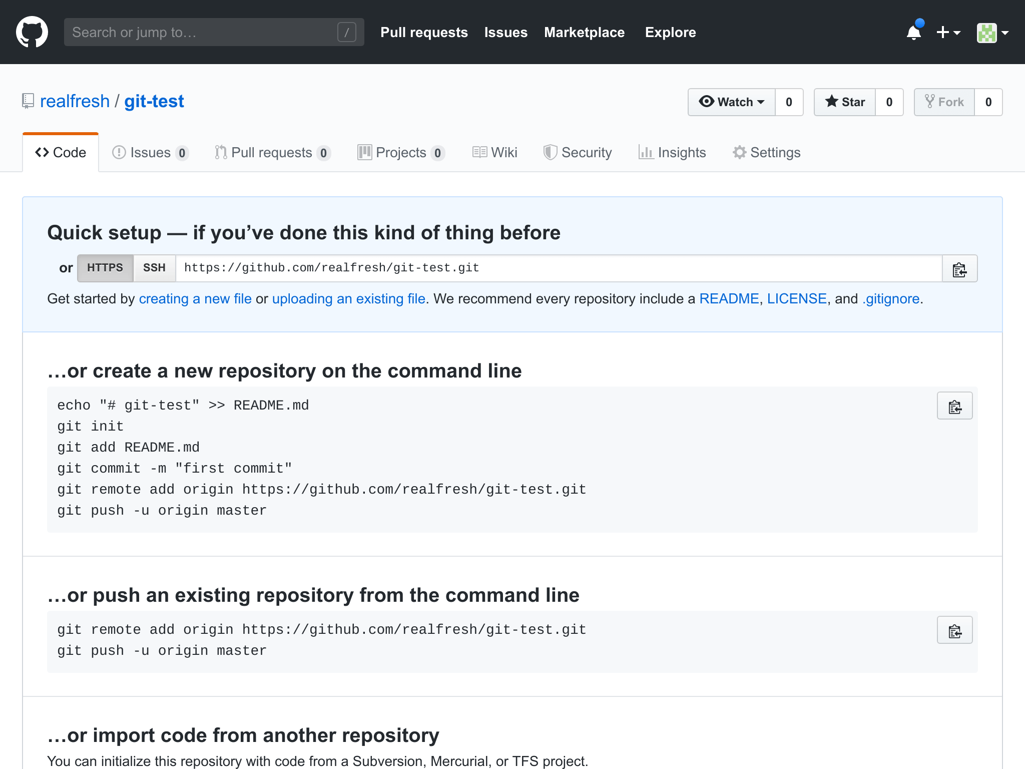 GitHub create a new repo details