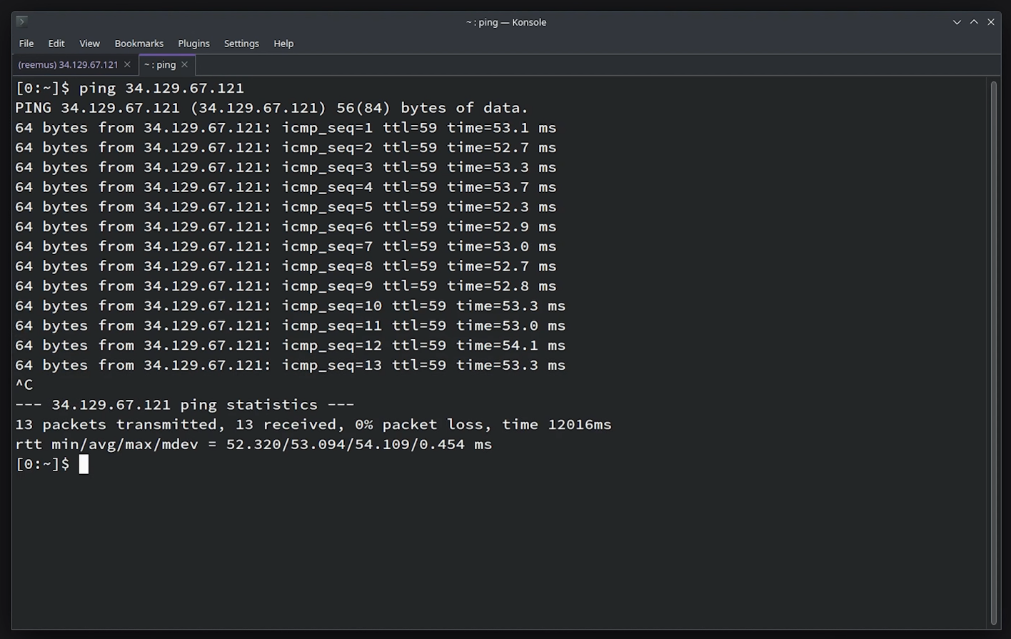 Test latency with ping