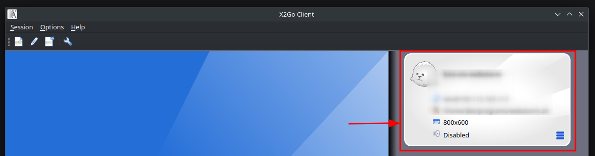 X2Go Client - Create New Session